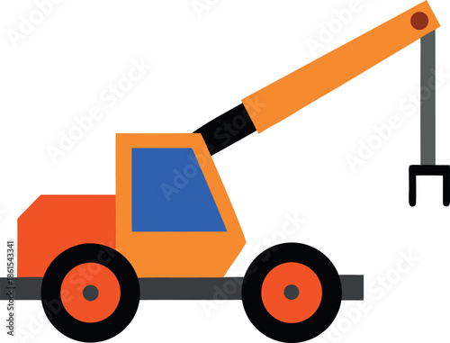 Orange Telescopic Handler Construction Lift Icon Vector