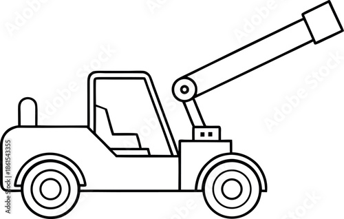Telescopic Handler Construction Vehicle Icon Vector