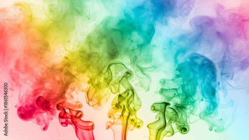 Abstract Rainbow Smoke: Captivating plumes of vibrant, rainbow-colored smoke intertwine and dance, creating a mesmerizing visual spectacle that evokes feelings of joy and wonder.