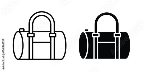 Barrel handbag icons in different styles. Simple icon design