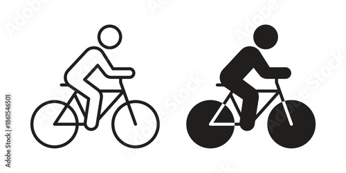 Bicycle rider icons in different styles. Simple icon design