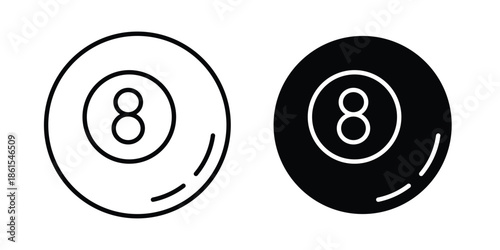 Billiard ball icons in different styles. Simple icon design