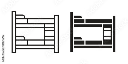 Bunk bed icons in different styles. Simple icon design