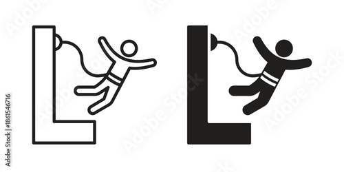 Bungee jumping icons in different styles. Simple icon design