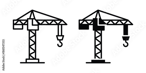 Construction crane icons in different styles. Simple icon design