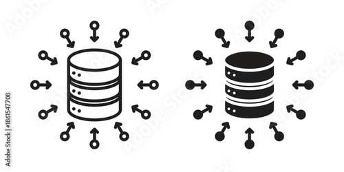 Data aggregation icons in different styles. Simple icon design