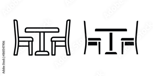 Dining table icons in different styles. Simple icon design