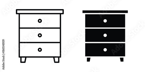 Dresser icons in different styles. Simple icon design