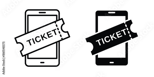 Eticket icons in different styles. Simple icon design