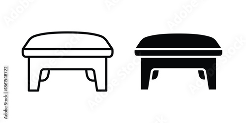 Footstool icons in different styles. Simple icon design