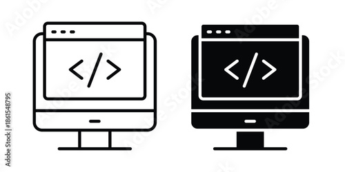 Front end icons in different styles. Simple icon design