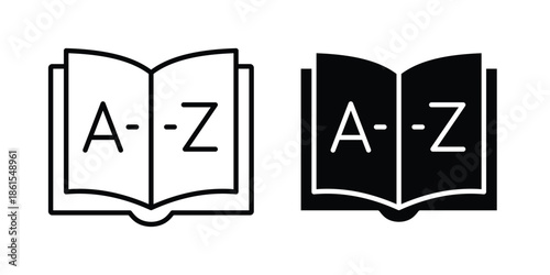 Glossary icons in different styles. Simple icon design
