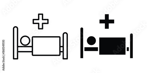 Hospitalized icons in different styles. Simple icon design