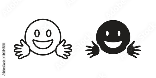 Hugging emoji icons in different styles. Simple icon design