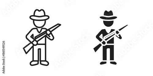 Hunter icons in different styles. Simple icon design