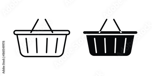 laundry hamper icons in different styles. Simple icon design