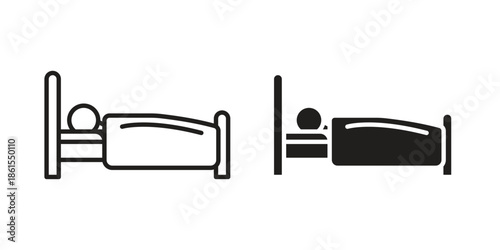 Laying in bed icons in different styles. Simple icon design