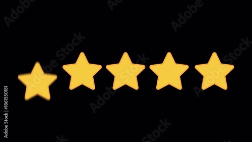 5 Star Drop Fill Rating Animation – Vertical Motion, 4K Alpha Channel Loop