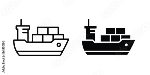 Logistic ship icons in different styles. Simple icon design