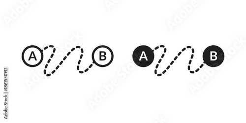 Path A to B icons in different styles. Simple icon design
