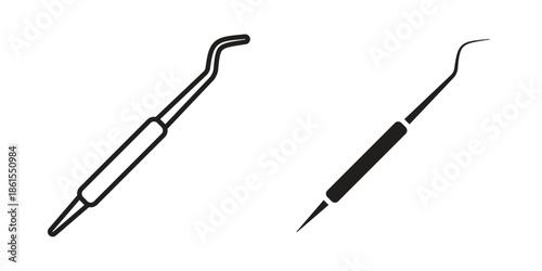 Periodontal scaler icons in different styles. Simple icon design
