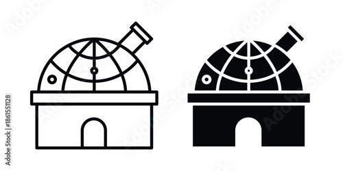 Planetarium icons in different styles. Simple icon design
