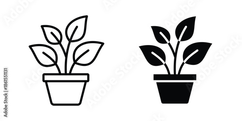 Plant icons in different styles. Simple icon design