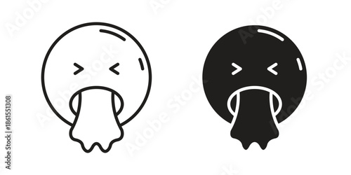 Puking emoji icons in different styles. Simple icon design