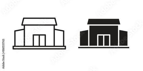 Showroom icons in different styles. Simple icon design