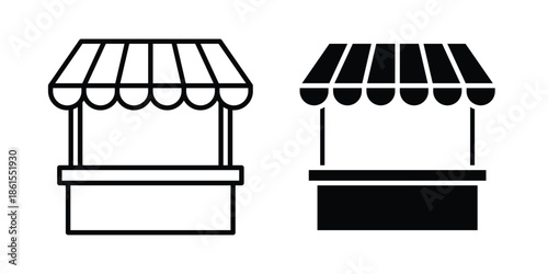 Stall icons in different styles. Simple icon design