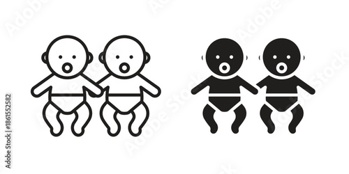 Twin icons in different styles. Simple icon design