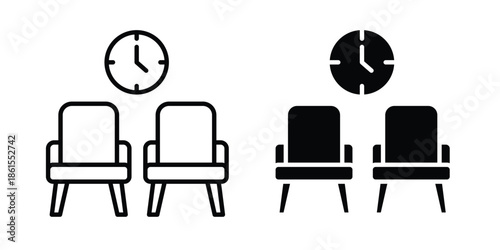 Waiting Room icons in different styles. Simple icon design