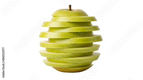 Sliced Green Apple Stacked on Top of Each Other