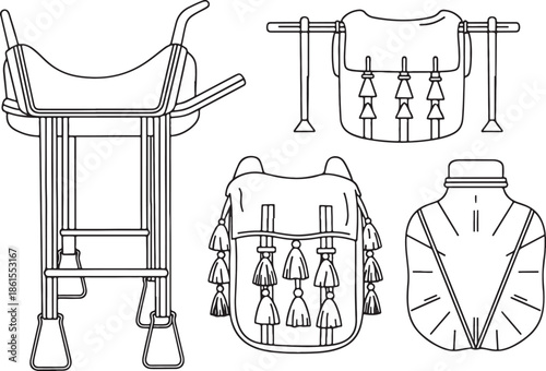 Traditional japanese horse gear isolated on white background