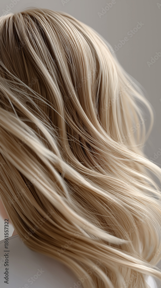 Naklejka premium Side profile of a woman with smooth blonde hair highlighting beauty, hairstyle and elegance. 