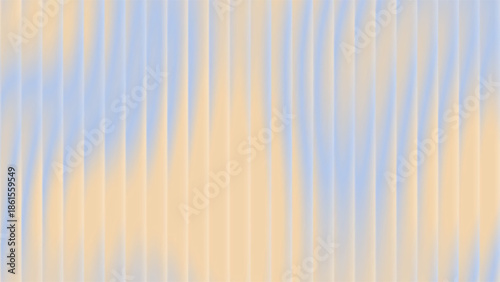 Ribbed glass background with refraction effect. Reeded glass with blue and yellow gradient. Abstract vector background