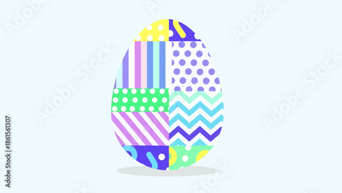 Colorful Decorative Easter Egg Art, Festive Design, Studio Setting, Digital Illustration, Vibrant Background, Close-Up View, Celebration Concept