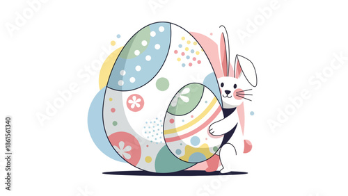 Colorful Bunny with Easter Egg in a Playful Environment - Illustration of Festivity and Joy