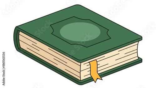 Green Book with Bookmark Isometric View.