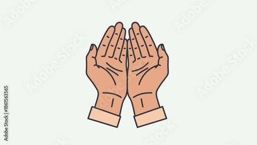 Open hands gesture for prayer or receiving alms.