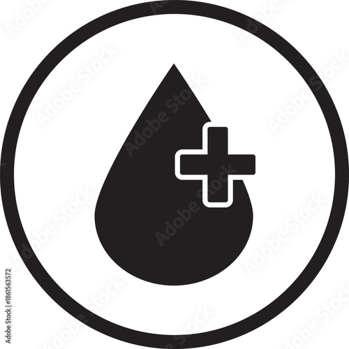 Blood Drop with Plus Sign Icon