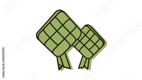 Two traditional Indonesian ketupat rice cakes for Eid al-Fitr.