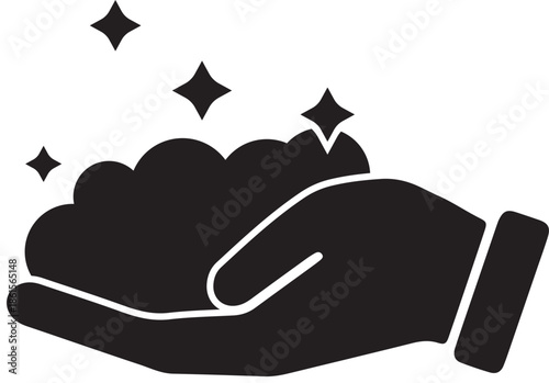Hand Washing Icon Sparkle and Bubbles