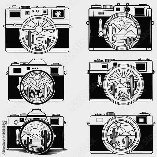 Cactus Camera SVG Bundle, Camera SVG, Photography SVG, Cactus SVG, Desert SVG, Cut File For Cricut, Vector, Silhouette