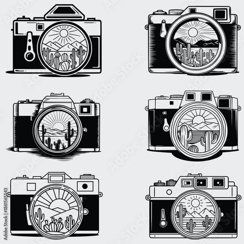 Cactus Camera SVG Bundle, Camera SVG, Photography SVG, Cactus SVG, Desert SVG, Cut File For Cricut, Vector, Silhouette