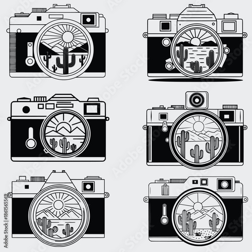 Cactus Camera SVG Bundle, Camera SVG, Photography SVG, Cactus SVG, Desert SVG, Cut File For Cricut, Vector, Silhouette