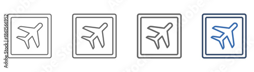
outline icon set airport with airport and airplane design