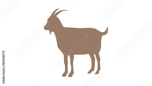 Brown Goat Silhouette Animal Icon Isolated