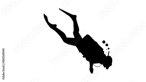vector silhouette diving in the sea