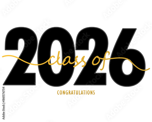 Class of 2026 Congrats Graduates Label Graduation Celebration Stock Illustration